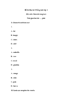 Đề thi học kì 1 lớp 2 năm 2023 - 2024 theo Thông tư 27 | Tiếng anh 2 sách Family and Friends |đề 2