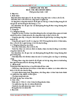 Giáo án Bài 8: Tốc độ chuyển động (Tiết 2) | Khoa Học Tự Nhiên 7 Kết nối tri thức