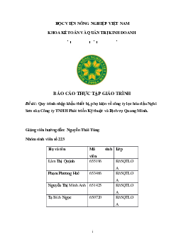 Báo cáo thực tập giáo trình | Quy trình nhập khẩu thiết bị, phụ kiện về công ty lọc hóa dầu NghiSơn của Công ty TNHH Phát triển Kỹ thuật và Dịch vụ Quang Minh | Học viện Nông nghiệp Việt Nam