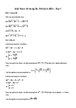 Giải Toán 10 Bài 5: Hai dạng phương trình quy về phương trình bậc hai | Cánh diều