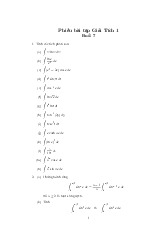 Phiếu bài tập môn Giải tích 1 | Trường Đại học Kỹ thuật - Công nghệ Cần Thơ