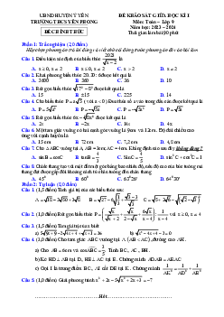 Đề giữa học kì 1 Toán 9 năm 2023 – 2024 trường THCS Yên Phong – Nam Định