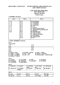 Đáp án đề thi chọn học sinh giỏi quốc gia THPT môn Tiếng Anh từ 2011-2023