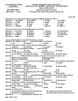 Đề thi chọn HSG Tiếng Anh 12 năm 2018 – 2019 cụm Gia Bình – Lương Tài – Bắc Ninh