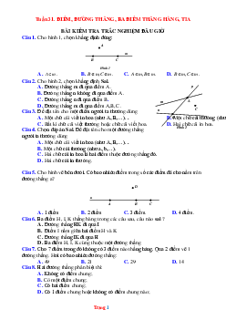Bài tập Toán 6 bộ kết nối tuần 31 điểm-đường thẳng-ba điểm thẳng hàng-tia