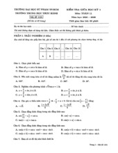 Đề giữa kỳ 1 Toán 11 năm 2025 – 2026 trường Trung học Thực hành ĐHSP – TP HCM