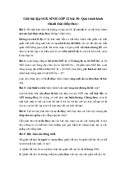 Giải bài tập SGK Sinh học lớp 12 bài 30: Quá trình hình thành loài (tiếp theo)