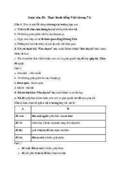 Soạn bài Thực hành tiếng Việt trang 71 - Ngữ Văn 10 Chân trời sáng tạo