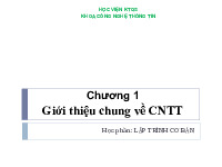 Chương 1 Giới thiệu chung về CNTT Học phần: LẬP TRÌNH CƠ BẢN | Đại học Bách Khoa Hà Nội