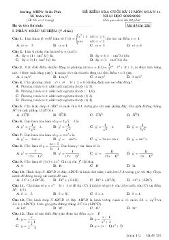 Đề cuối kỳ 2 Toán 11 năm 2022 – 2023 trường THPT Trần Phú – Phú Yên