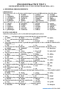 English practice test 1 for the gifted grades 10–11–12 2013 180 minutes (sections a–b.iv)