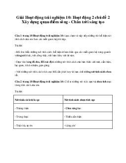 Giải Hoạt động trải nghiệm 10: Hoạt động 2 chủ đề 2 Chân Trời Sáng Tạo