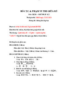 BỐ CỤC - PHẠM VI GK DỊCH - NP SC2 | Hán văn cơ bản | Đại học Khoa học Xã hội và Nhân văn, Đại học Quốc gia Thành phố HCM