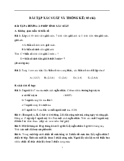 Ngân hàng Bài tập xác suất thống kê hay, hấp dẫn nhất