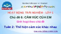 Giáo án điện tử Hoạt động trải nghiệm 1 Chủ đề 6 Chân trời sáng tạo : Bài Thể hiện cảm xúc theo cách tích cực