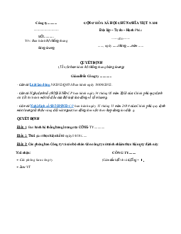 Mẫu Quyết định ban hành hệ thống thang bảng lương của doanh nghiệp