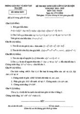 Đề thi học sinh giỏi Toán 8 năm 2024 – 2025 phòng GD&ĐT Nga Sơn – Thanh Hóa