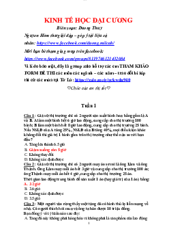 Đề cương trọn bộ câu hỏi trắc nghiệm ôn môn học Kinh tế học đại cương | Đại học Thăng Long