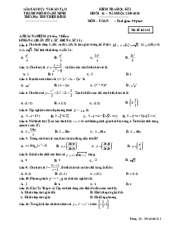 Đề thi học kì 1 Toán 12 năm 2019 – 2020 trường THPT Hiệp Bình – TP HCM