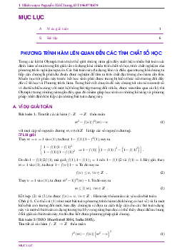 Phương trình hàm liên quan đến các tính chất số học – Nguyễn Tài Chung