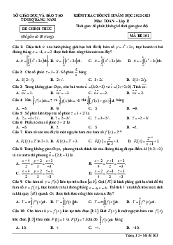 Đề kiểm tra cuối kỳ 2 Toán 12 năm 2022 – 2023 sở GD&ĐT Quảng Nam