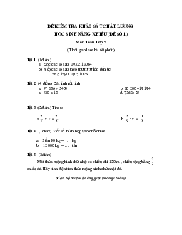 TOP 8 Đề kiểm tra khảo sát chất lượng học sinh năng khiếu môn Toán lớp 5
