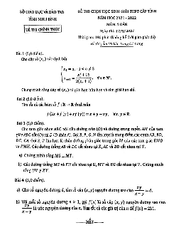 Đề thi học sinh giỏi Toán THPT cấp tỉnh năm 2021 – 2022 sở GD&ĐT Ninh Bình