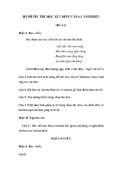 Bộ đề ôn thi học kì 2 môn Ngữ văn 6 sách Cánh diều