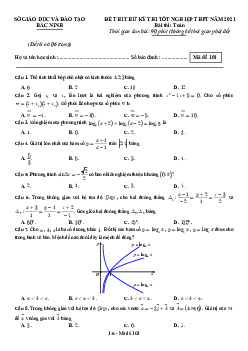 Đề thi thử tốt nghiệp THPT năm 2021 môn Toán sở GD&ĐT Bắc Ninh