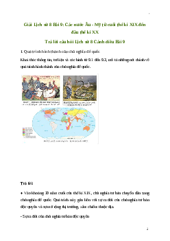 Giải Lịch sử 8 Bài 9: Các nước Âu - Mỹ từ cuối thế kỉ XIX đến đầu thế kỉ XX | Cánh diều