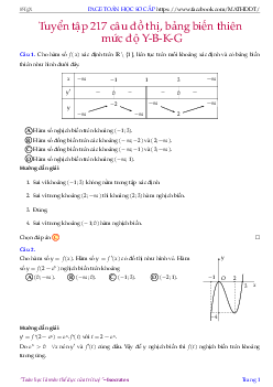 Tuyển tập 217 bài toán đồ thị và bảng biến thiên có lời giải chi tiết Toán 12