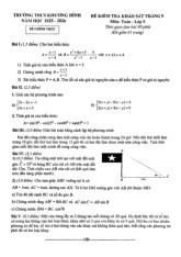 Đề kiểm tra Toán 9 tháng 9 năm 2025 trường THCS Khương Đình – Hà Nội