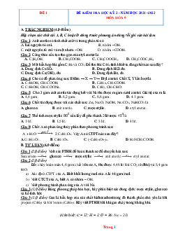 Đề kiểm tra học kỳ 2 năm 2021-2022 môn hóa 9 (có lời giải)