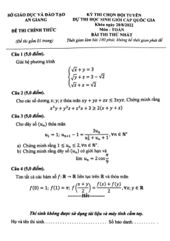 Đề chọn đội tuyển thi HSG QG môn Toán năm 2022 – 2023 sở GD&ĐT An Giang