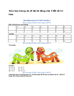 Toán lớp 2 trang 24, 25 Bài 44 Bảng chia 5 | Kết nối tri thức