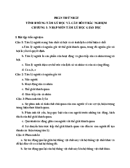 Câu hỏi ôn tập Tâm lý học giáo dục | Đại học Sư phạm Hà Nội