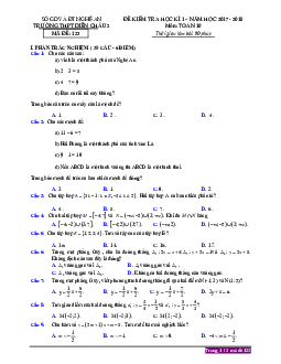 Đề thi HK1 Toán 10 năm học 2017 – 2018 trường THPT Diễn Châu 2 – Nghệ An