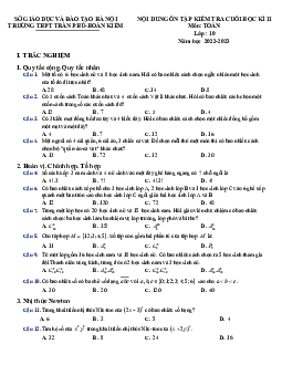 Ôn tập cuối học kì 2 Toán 10 năm 2022 – 2023 trường THPT Trần Phú – Hà Nội