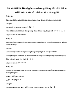 Giải Toán 8 Bài 29: Hệ số góc của đường thẳng | Kết nối tri thức