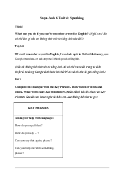 Giải Tiếng Anh 6 Unit 4: Speaking - Friends Plus