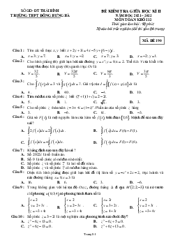 Đề giữa kỳ 2 Toán 12 năm 2021 – 2022 trường THPT Đông Hưng Hà – Thái Bình