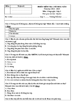 Đề thi học kì 2 môn Công nghệ 3 năm 2022 - 2023 (Đề 4) | Chân trời sáng tạo