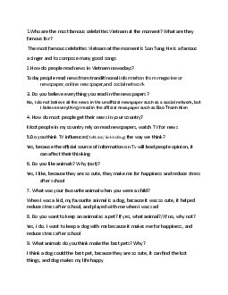 Tài liệu ôn tập kỹ năng Speaking học phần Tiếng anh cơ bản