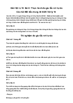 Vật lí 10 Bài 8: Thực hành đo gia tốc rơi tự do - Chân Trời Sáng Tạo