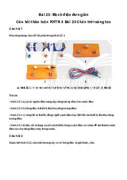 KHTN 8 Bài 23: Mạch điện đơn giản - Chân trời sáng tạo