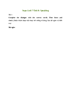 Giải Tiếng Anh 7 Unit 8: Speaking | Friends Plus