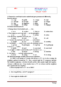 Tuyển chọn 10 đề thi Tiếng Anh 7 học kỳ 2 (có đáp án)