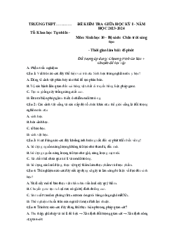 Đề thi giữa học kì 1 lớp 10 năm 2023 - 2024 sách Chân trời sáng tạo | Sinh học 10 đề 3