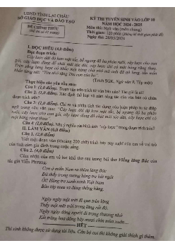 Đề thi tuyển sinh vào 10 môn Ngữ Văn của Sở GD&ĐT Lai Châu năm học 2024 - 2025