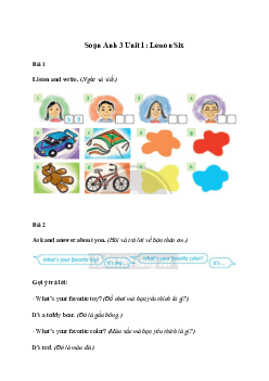Giải Tiếng Anh lớp 3 Unit 1: Lesson Six | Family and Friends